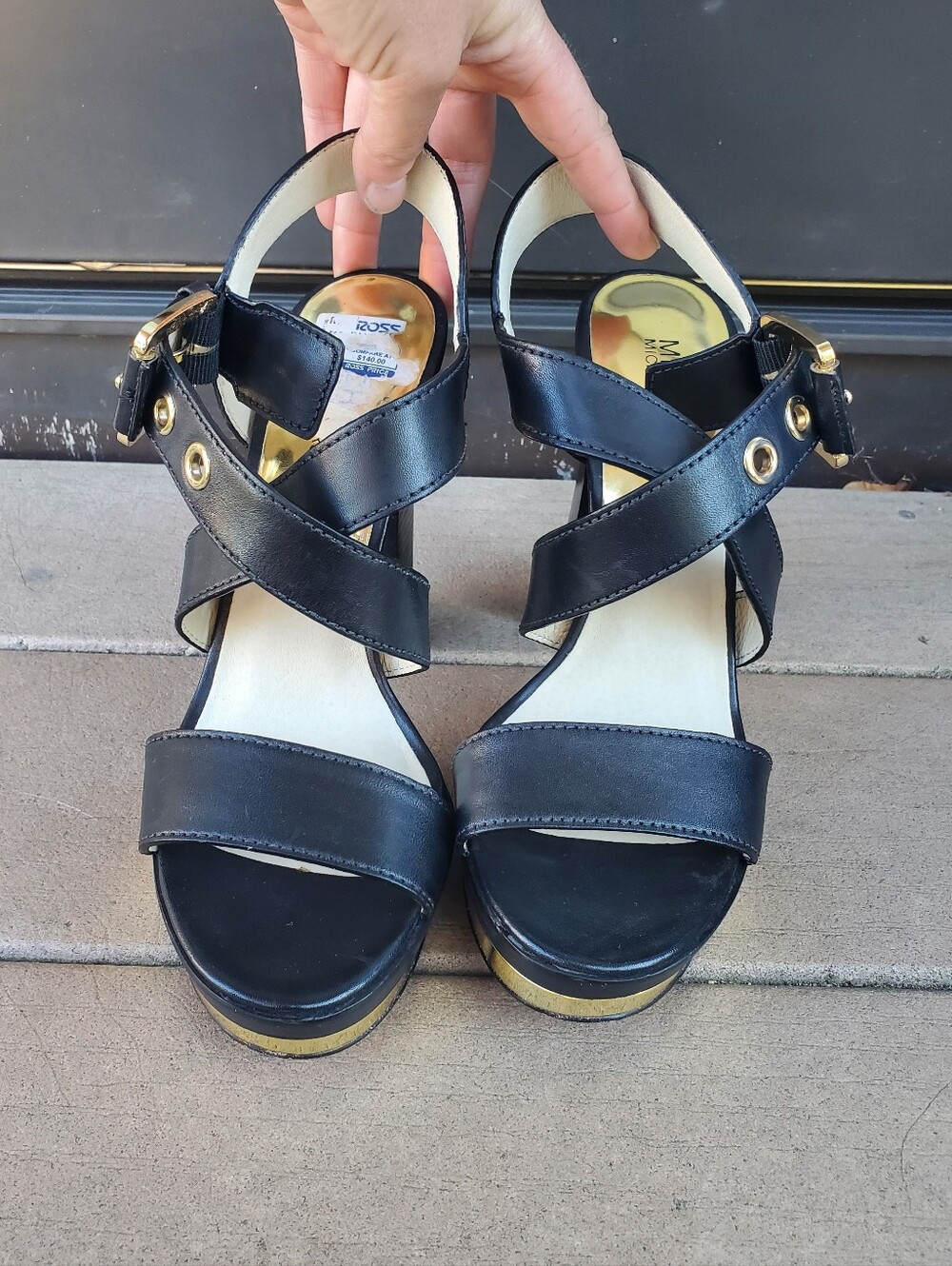 Black Crisscross Platform Sandals - Women